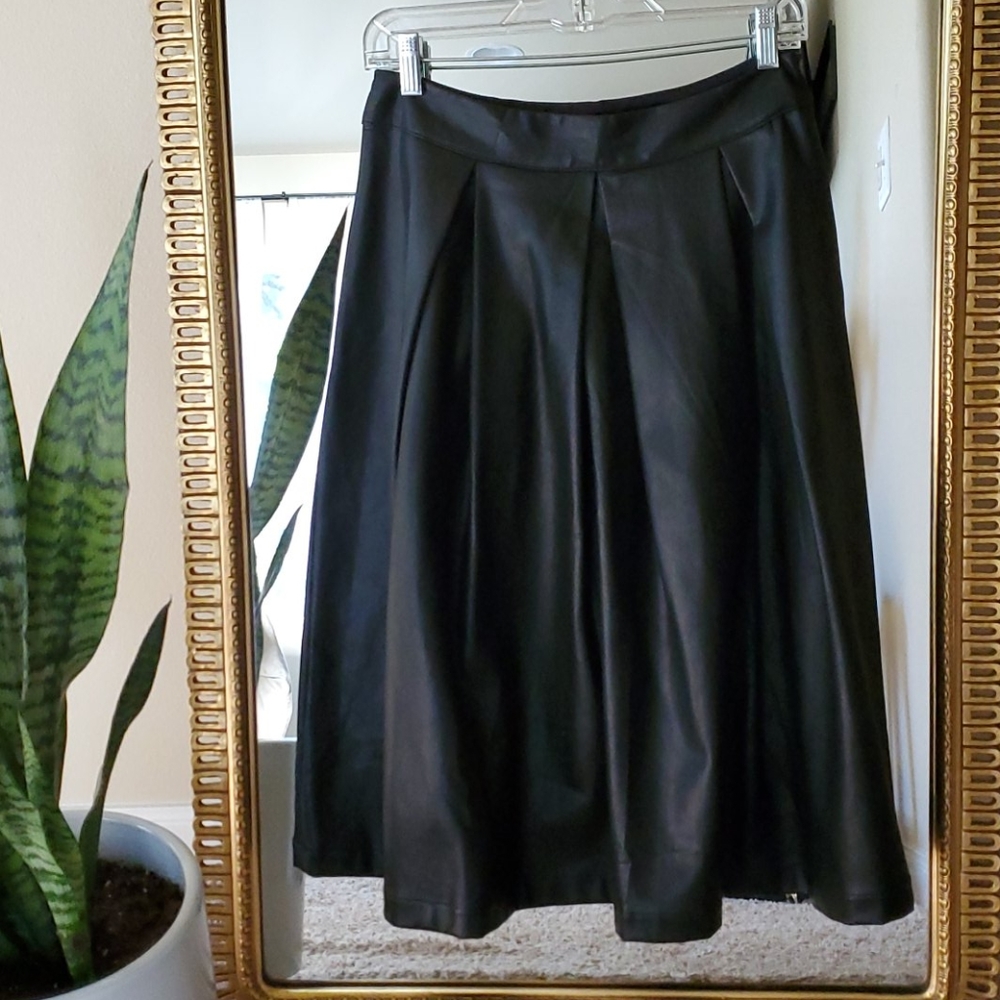 Faux leather midi skirt